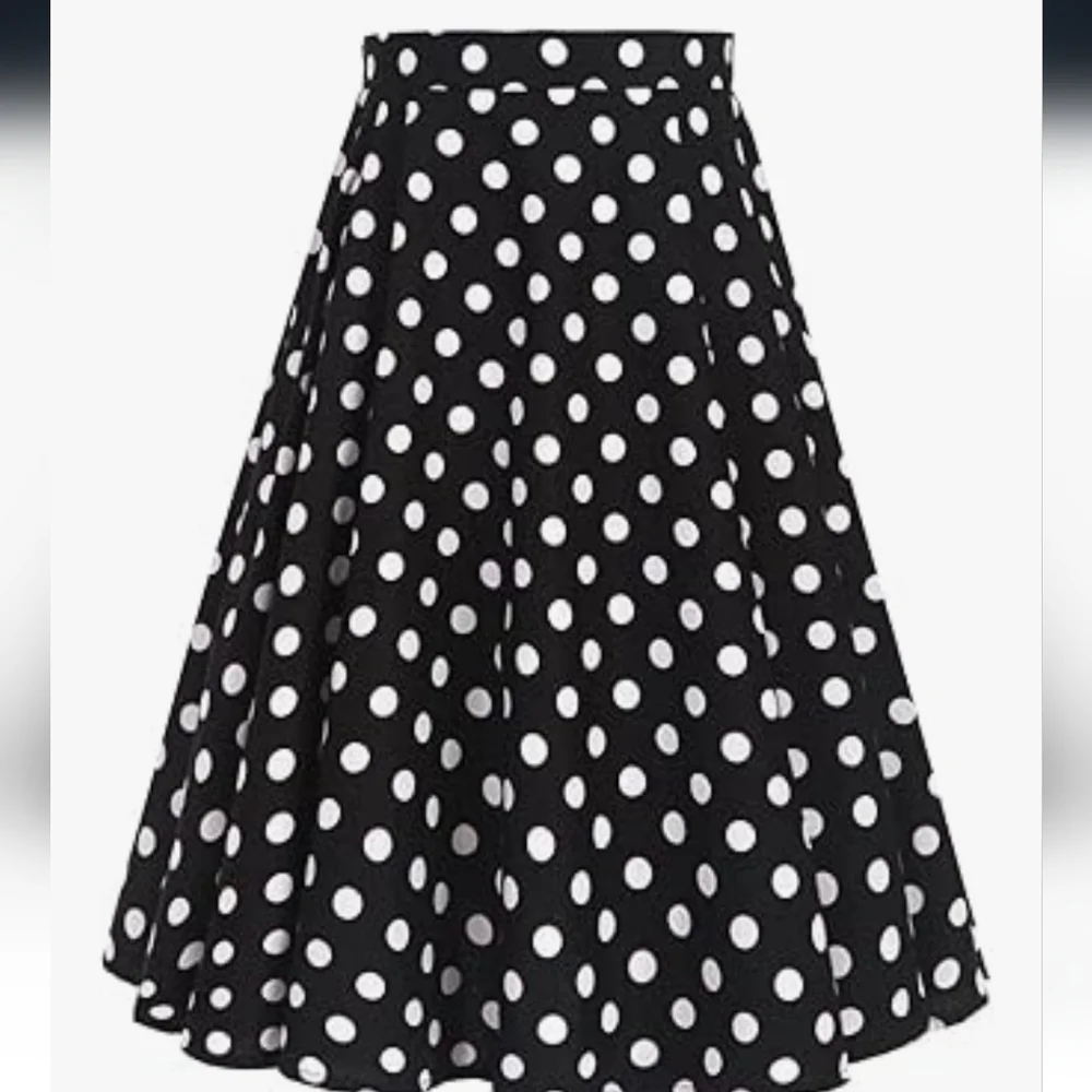 Polka Dot Flare Skirt - Black and White NWT